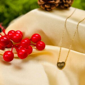 gold plated heart shaped 11:11 pendant with chain